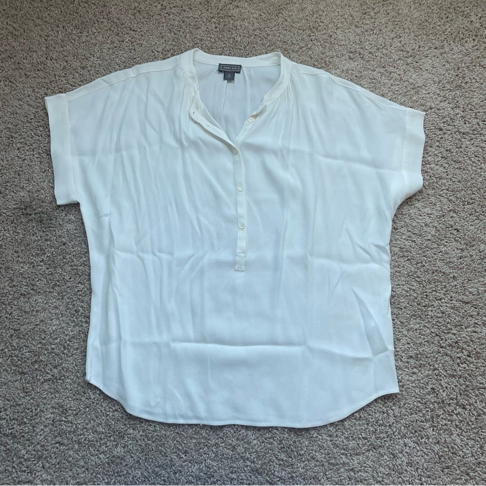 j. crew point sur cream short sleeve top